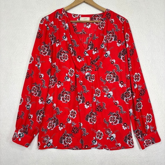 LOFT Outlet Tops - LOFT Floral Blouse Womens Large‎ Crossover V Neck Lightweight Boho Work